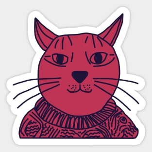 Viva Magenta Color of the Year 2023 Sweater Cat Portrait Sticker